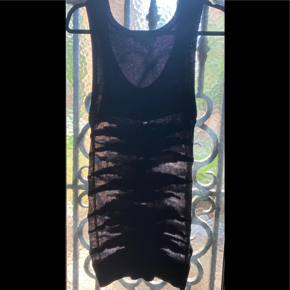 Vintage XXI Mesh Pullover Vest Deep Round Neck Sleeveless Sz S